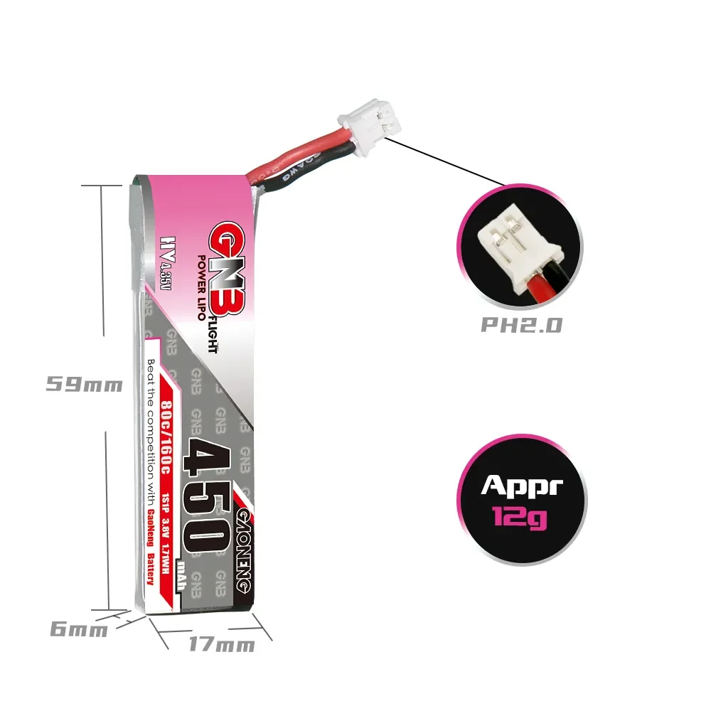 2pcs new GNB 2S 7.6V 450mAh 80 - огляд і ціна Drone Racing Charger